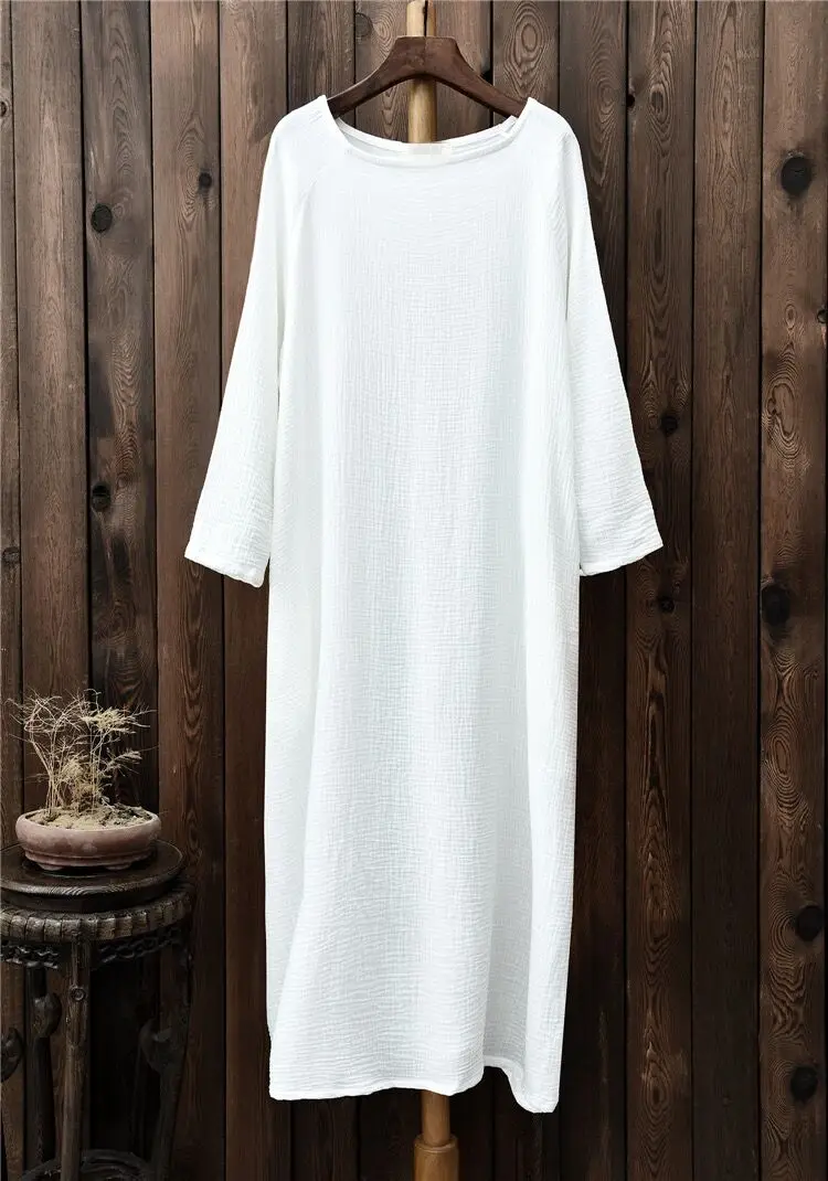 Spring Elegant long maxi Dress Autunm loose Casual long sleeve cotton linen Dress Bohemian Vestido Female Robe Roupas femininas