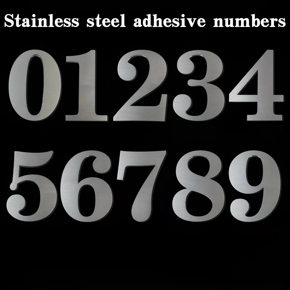 1pc 76mm/2.99in Stainless Steel House Number Outdoor 6 inch Silver Apartment Door Number Mailbox Address Sign #0-9