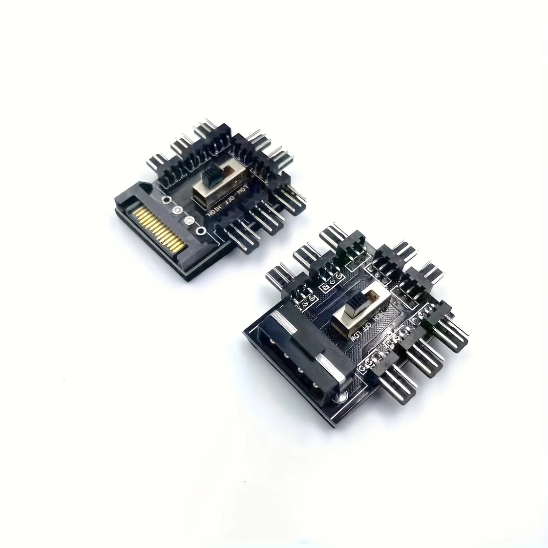 8 Way PC Fan Hub, 3-Speed Manual Controller, SATA/4D Powered, 3Pin/4Pin Fan Splitter for Computer Case Cooling