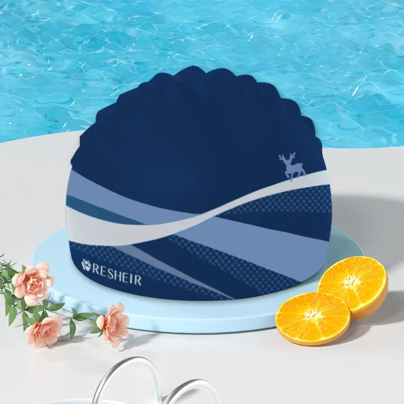 

Cartoon Printed Elastic Silicone Swimming Caps for Women Large Size Long Hair Ear Protection Pool Swim Cap Accessories