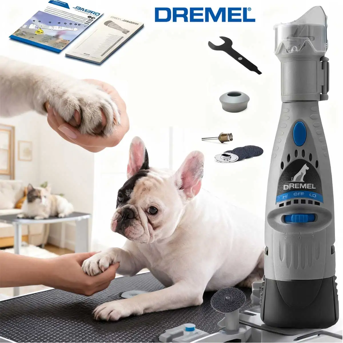 

Электрическая шлифовальная машинка для ногтей Dremel, тихая 2-скоростная беспроводная машинка для стрижки ногтей 7020 с аксессуарами для собак и кошек