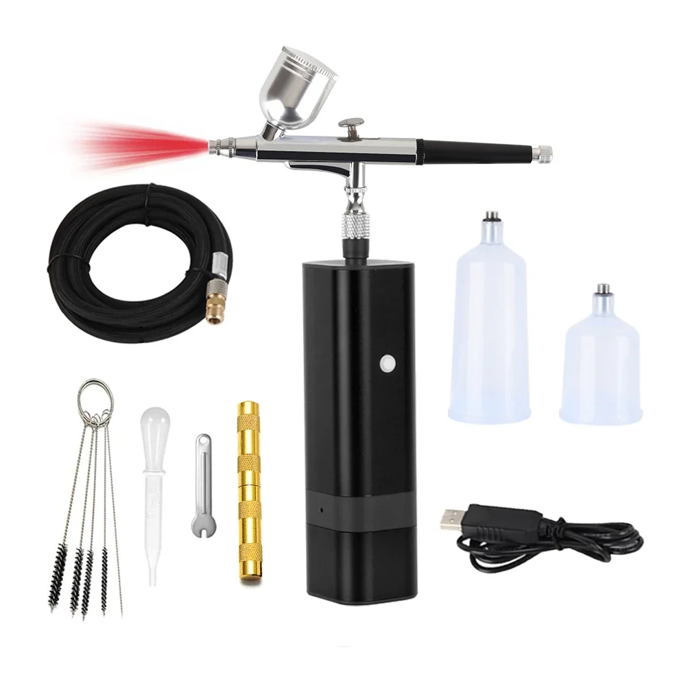 RIBO 32PSI Cordless Mini Airbrush With Compressor Kit TM80S-131 Dual Action Portable Spray Gun Luxury Facial Oxygen Machine
