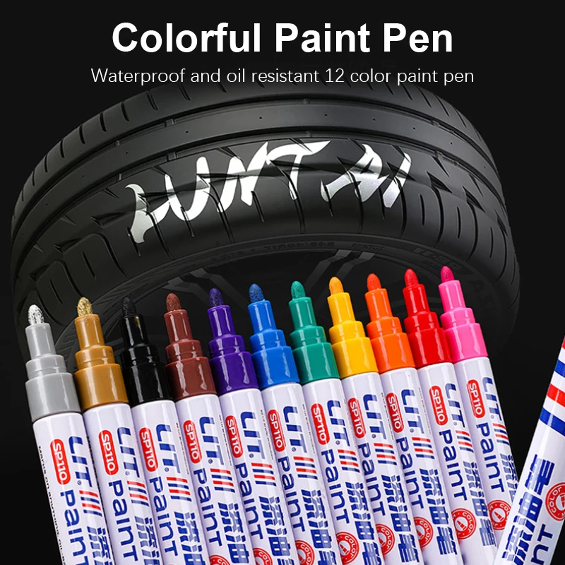 1pc Colorful Permanent Paint Marker Waterproof Markers Tire Tread Rubber Fabric Paint Marker Pens Graffiti Touch Up Paint Pen