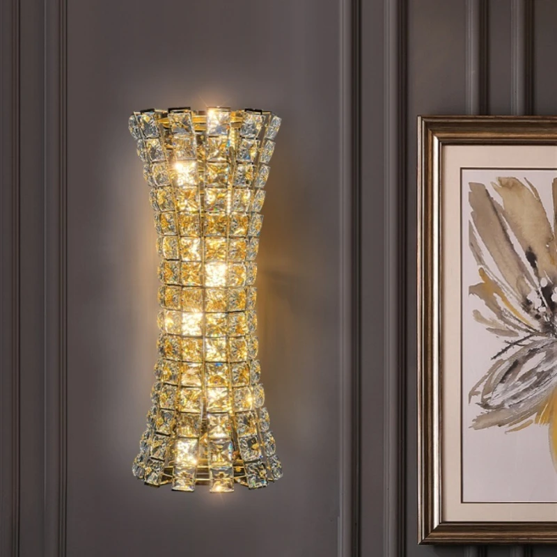Light Luxury Crystal Small Waist Wall Lamps Indoor High-end Hotel Stairs Lamp Bedroom Bedside Living Room Atmosphere Wall Lights