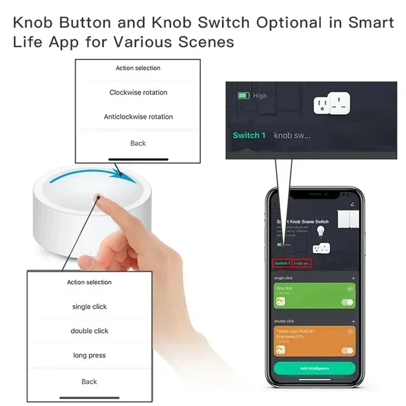 Imagem -05 - Tuya Zigbee Smart Knob Switch Interruptor Cena sem Fio Controlador de Botão Dispositivo de Automação Funciona com Smart Life App Control