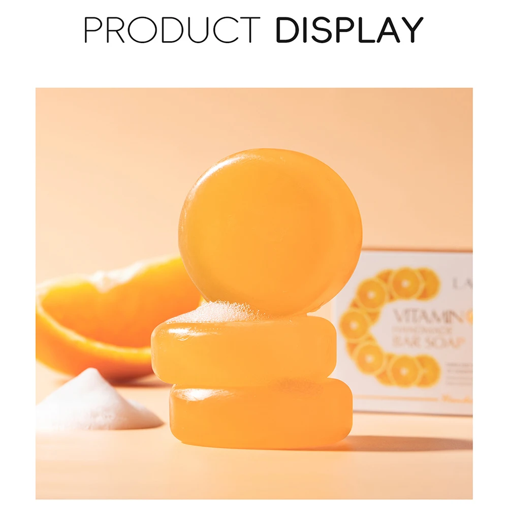 LAIKOU Vitamin C Turmeric Handmade Soap, Natural Essential Oil Face Bar for Brightening, Deep Cleansing Body Soap Skin Care