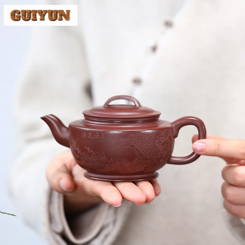 

190ml Traditional Yixing Purple Clay Teapots Handmade Large Caliber Pot Raw Ore Purple Mud Kettle Zisha Tea Set Tea Services Cha