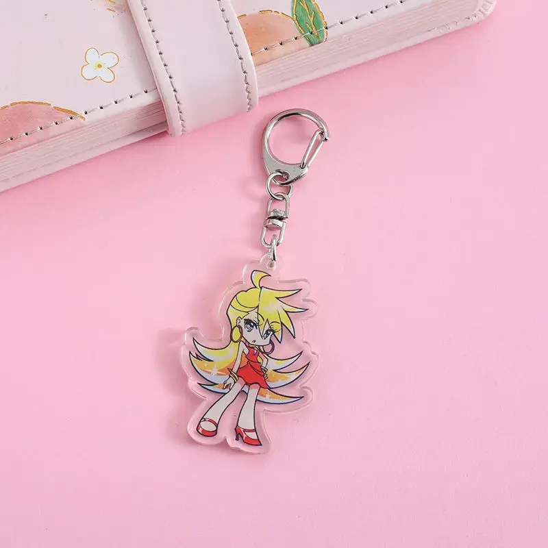 Acrylic Cartoon Anime Pendant Keychains Holder Car Key Chain Key Ring Phone Bag Hanging Jewelry Gifts Accessories Panty Stocking