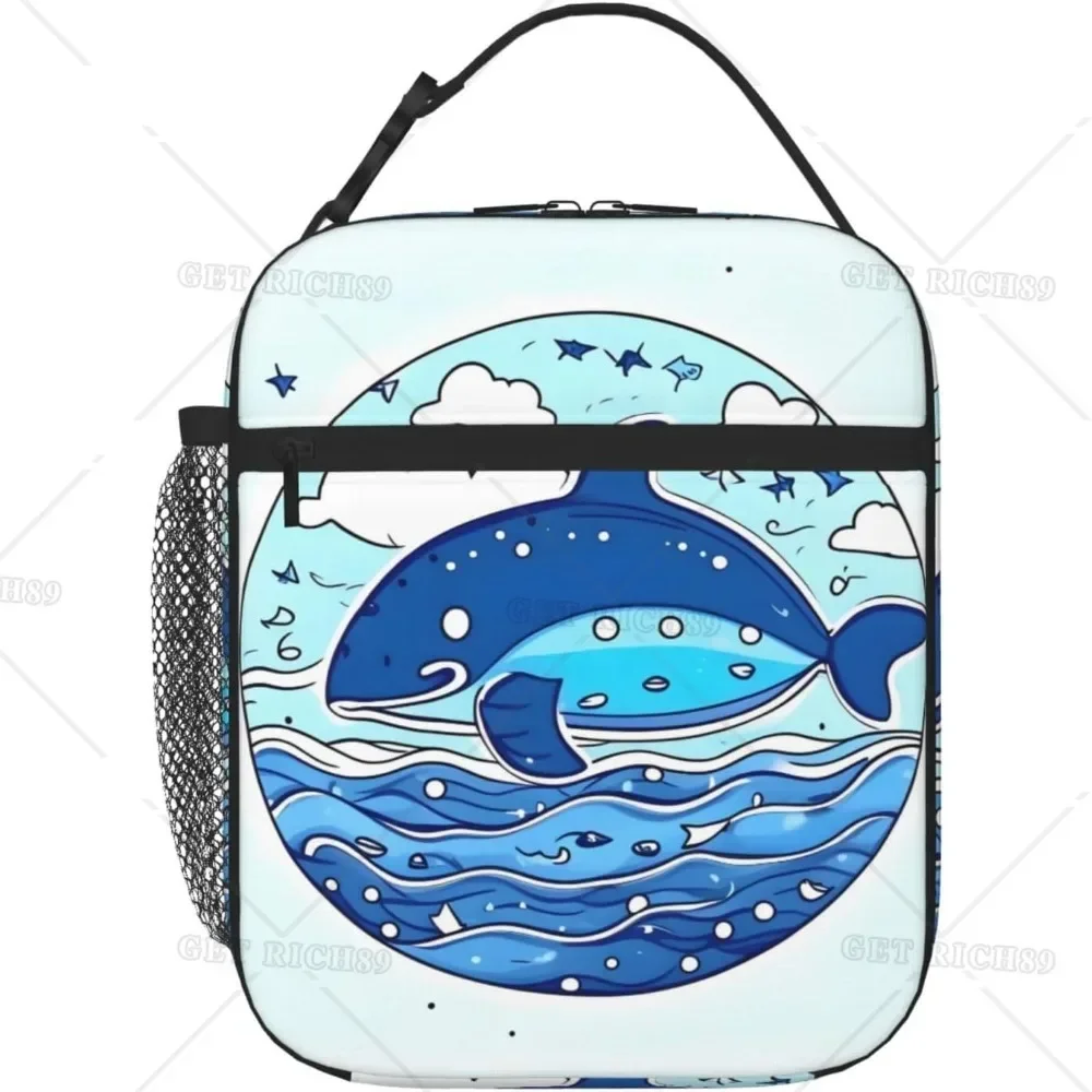 

Small Whale Swimming Multifunctional Portable Insulated Lunch Bag Lasting Heat and Cold Box for Women Men Kids Work School Trip