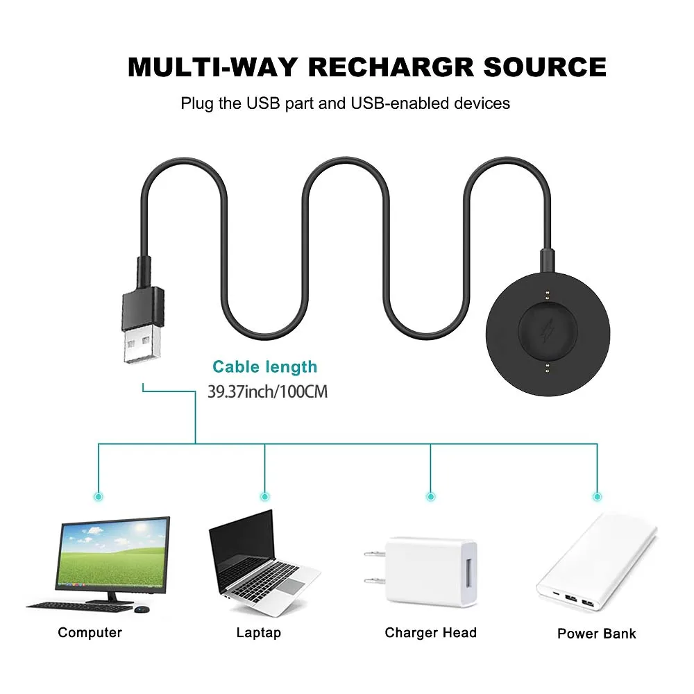 كابل شحن USB بطول 1 متر لشاحن Fossil Gen 6/Fossil Gen 5/Fossil Gen SE/Fossil Gen 4/Fossil Sport #4