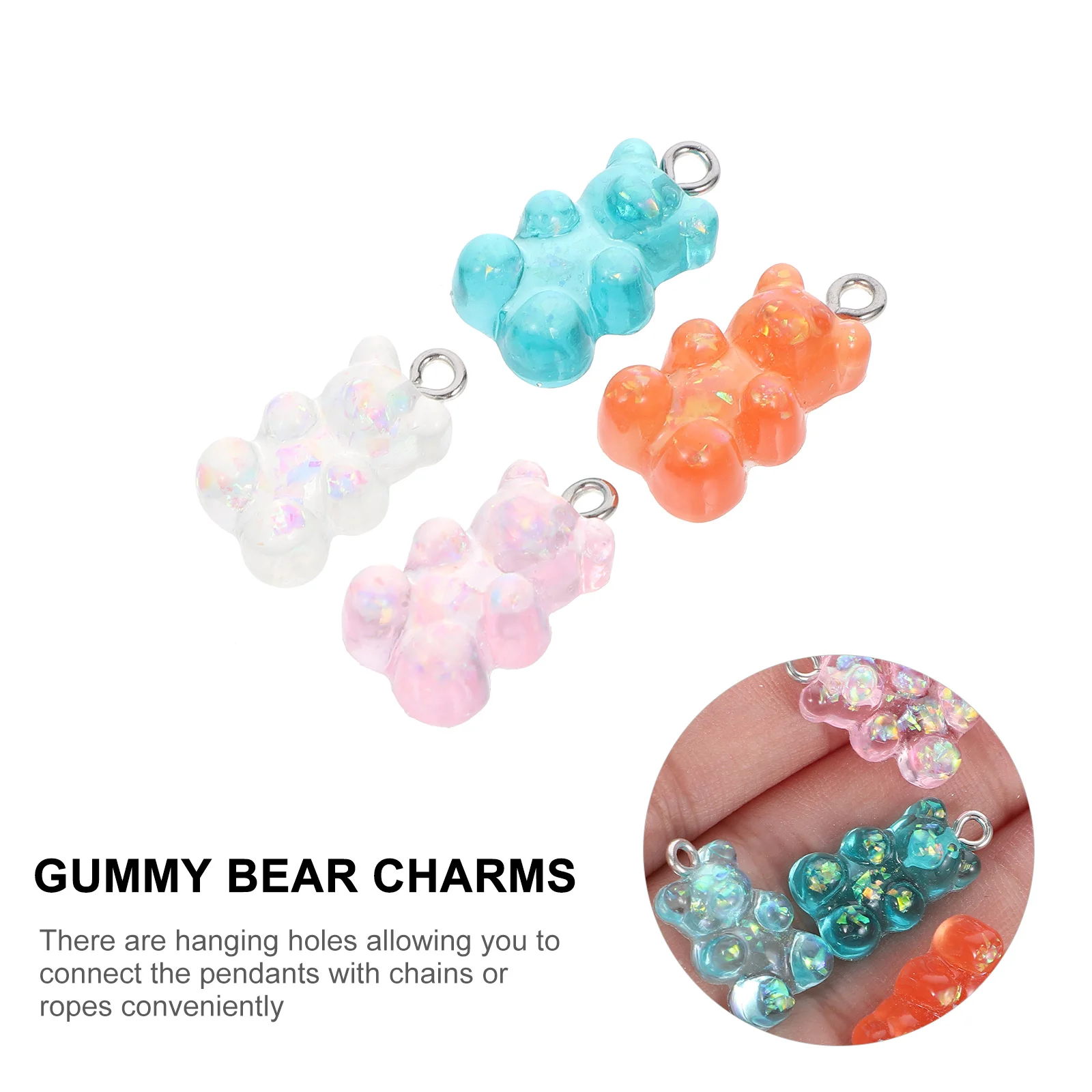 

40pcs Resin Bear Charms Pendants for DIY Jewelry Making Crafts Easy to Clean Non Fading Earring Accessories