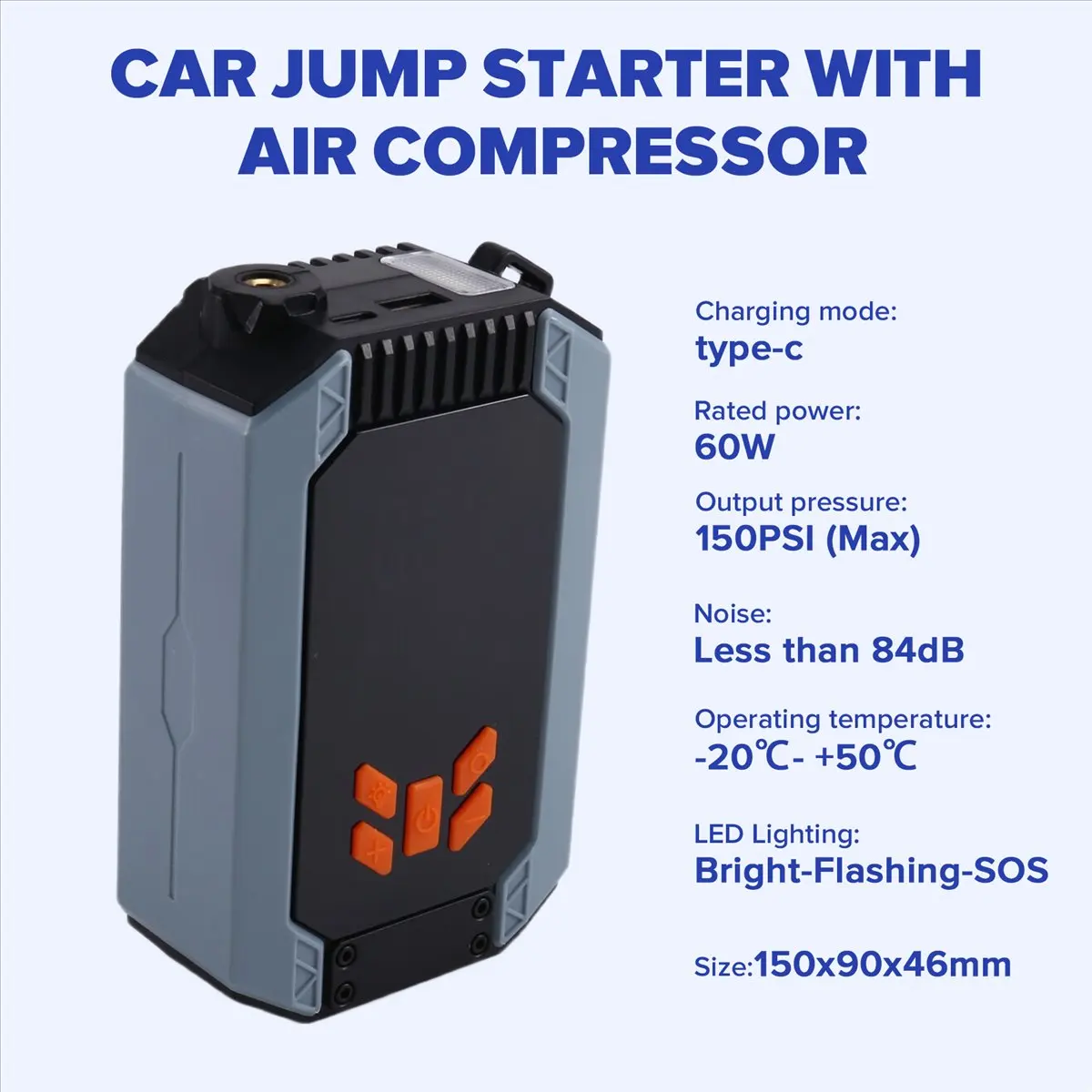 【DT56】Portable Car Jump & Air Pump 150PSI Air Compressor Power Bank Booster Car Device Auto Tyre Inflator
