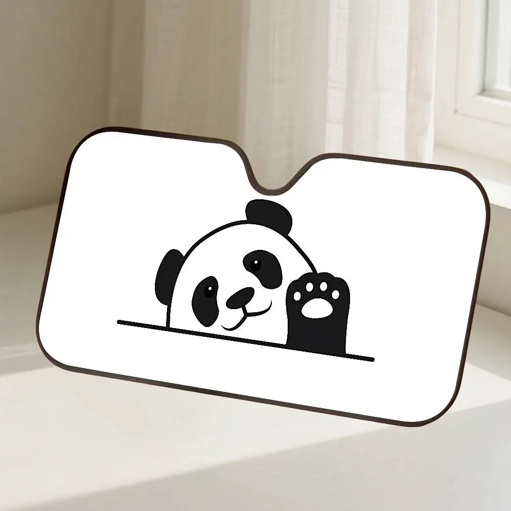 Niedliches Panda-Muster, Auto-Sonnenschutz, Windschutzscheibe, Frontscheibe, 70 x 130 cm, Sonnenblende, Sonnenschutz, kariert, Geschenk, Neuheit, Auto