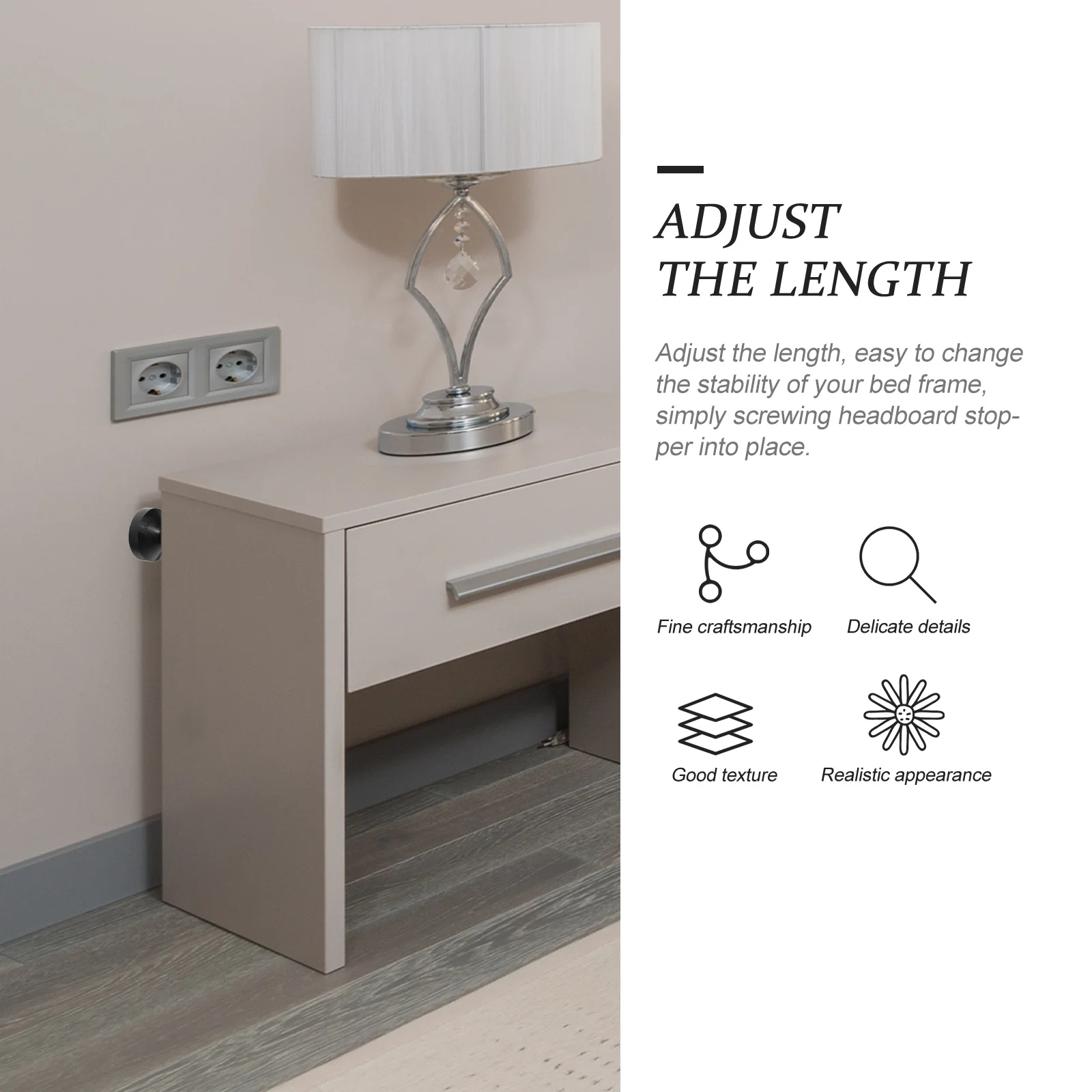 

1Set Bed Frame Fixer Adjustable Threaded Headboard Stopper Bed Stabilizer Anti-Shake Tool Wall Protector for Bedroom Living Room