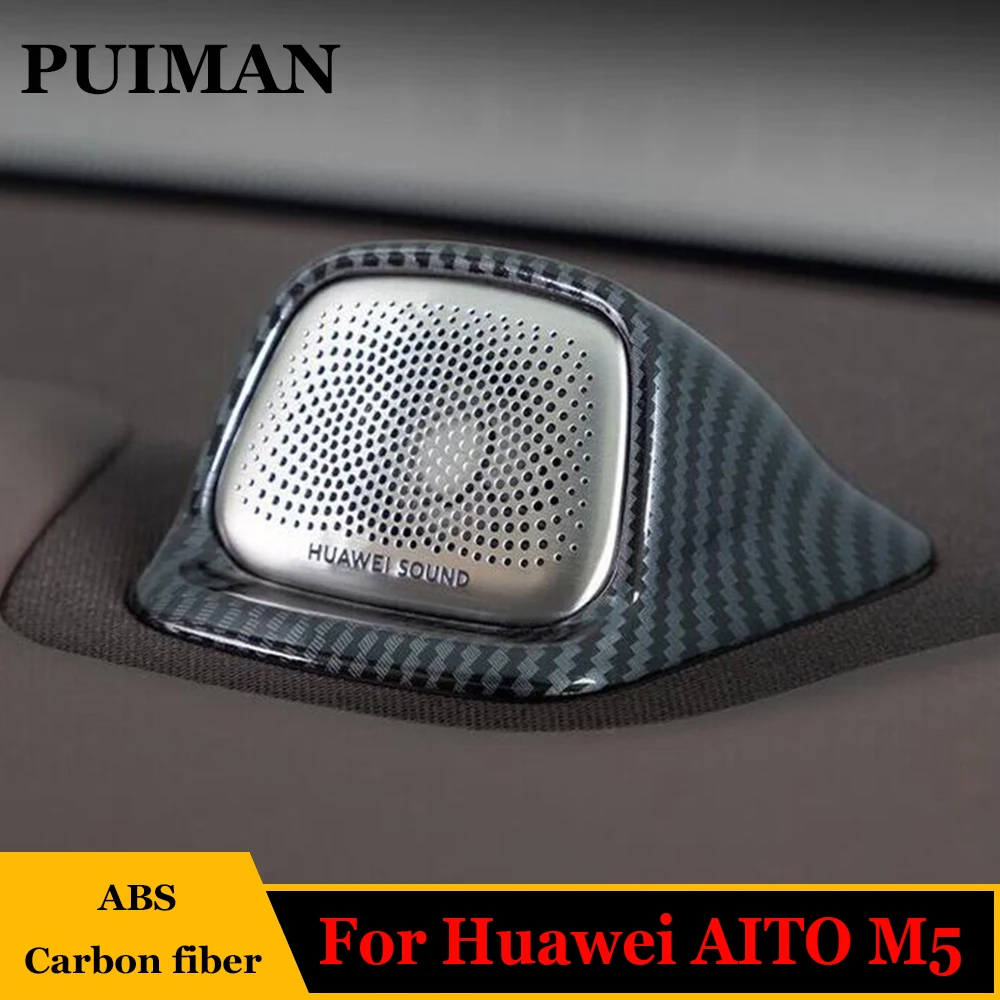 

For Huawei AITO M5 2022 2023 ABS Carbon fiber Car Dashboard Frame speakers Sound Instrument horn cover decoration Cover Trim