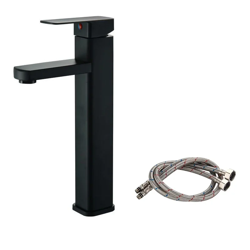 Hot Cold Water Mixer Taps Black Gold Silver Basin Faucet Deck Mounted Single Lever Bathroom Crane Stainless Steel Bathroom Tap