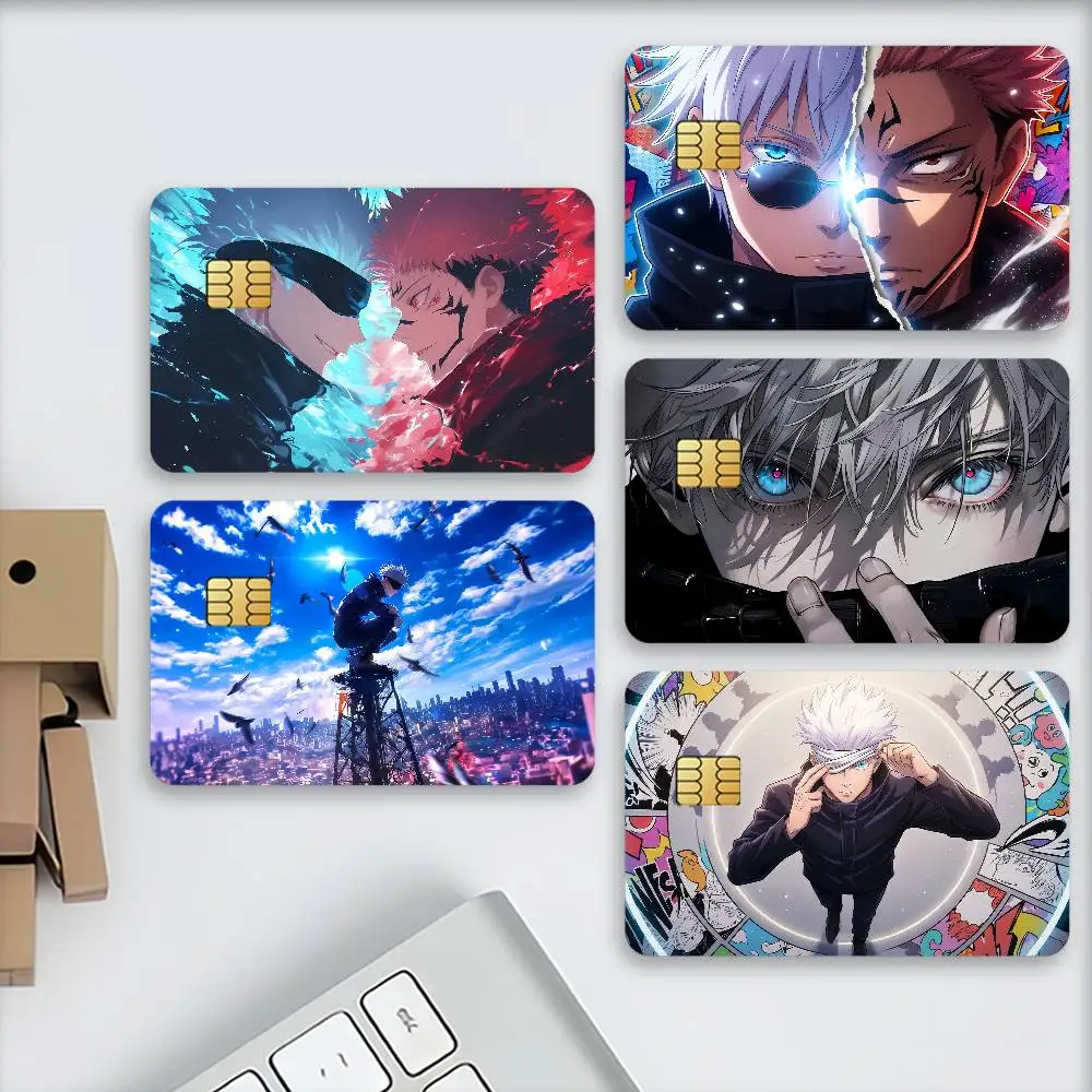 Anime J-Jujutsu K-Kaisen Credit Decorative Card Stickers Suitable For Bank Cards Metro Transit Anti-scratch Gift 4PCS