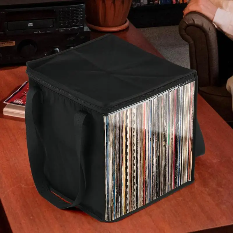 Vinyl Record Carrying Storage Case Travel Storage Bag Dustproof Portable Case With Lid Handles For 12 Inch Vinyl Albums