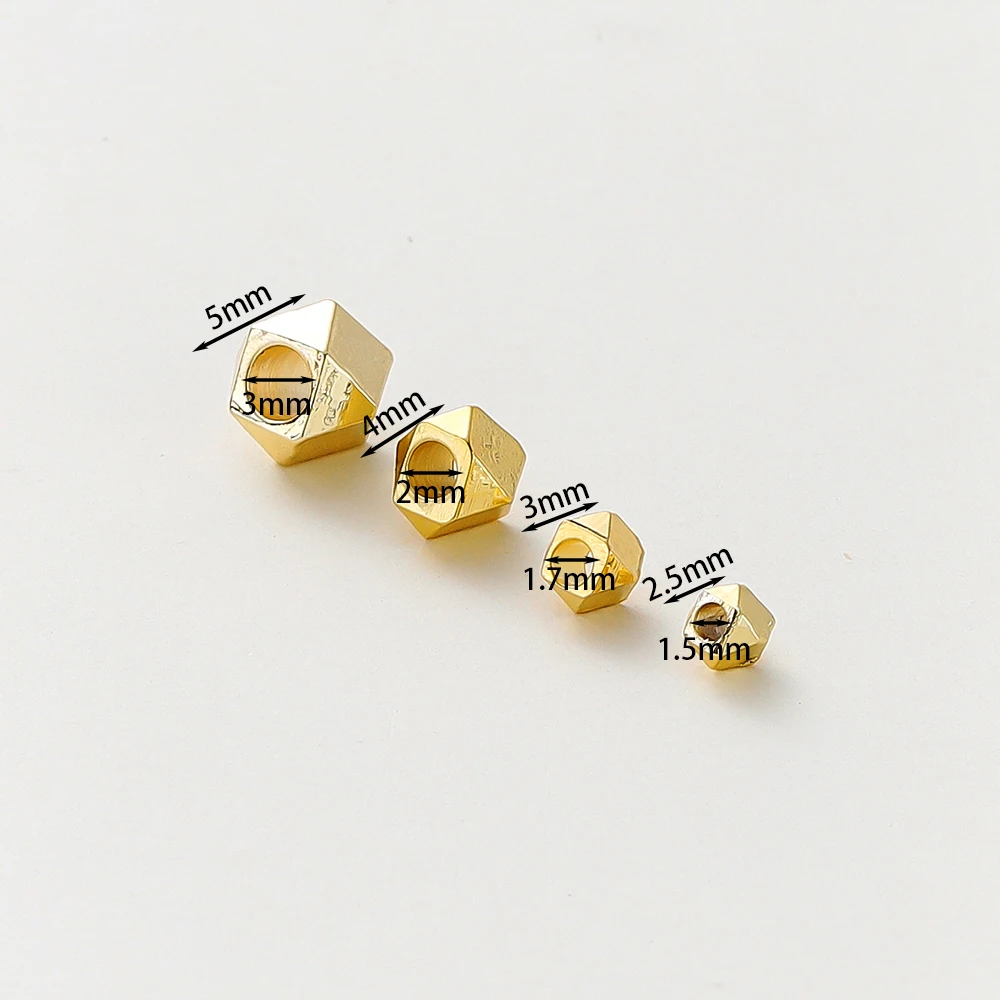 20Pcs Spacer Bead 14K/18K Gold Color Plated Brass Faceted Beads 2.5/3/4/5mm for DIY Bracelet Necklace Jewelry Making Accessories