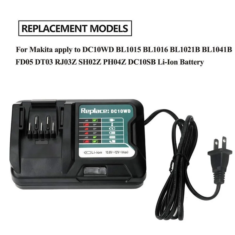 Fast Lithium Battery Charger For Makita 10.8V 12V DC10WD/DC10SB/DC10WC/BL1015/BL1016/BL1021B/BL1041B Led Charger 1.3A/3A Current