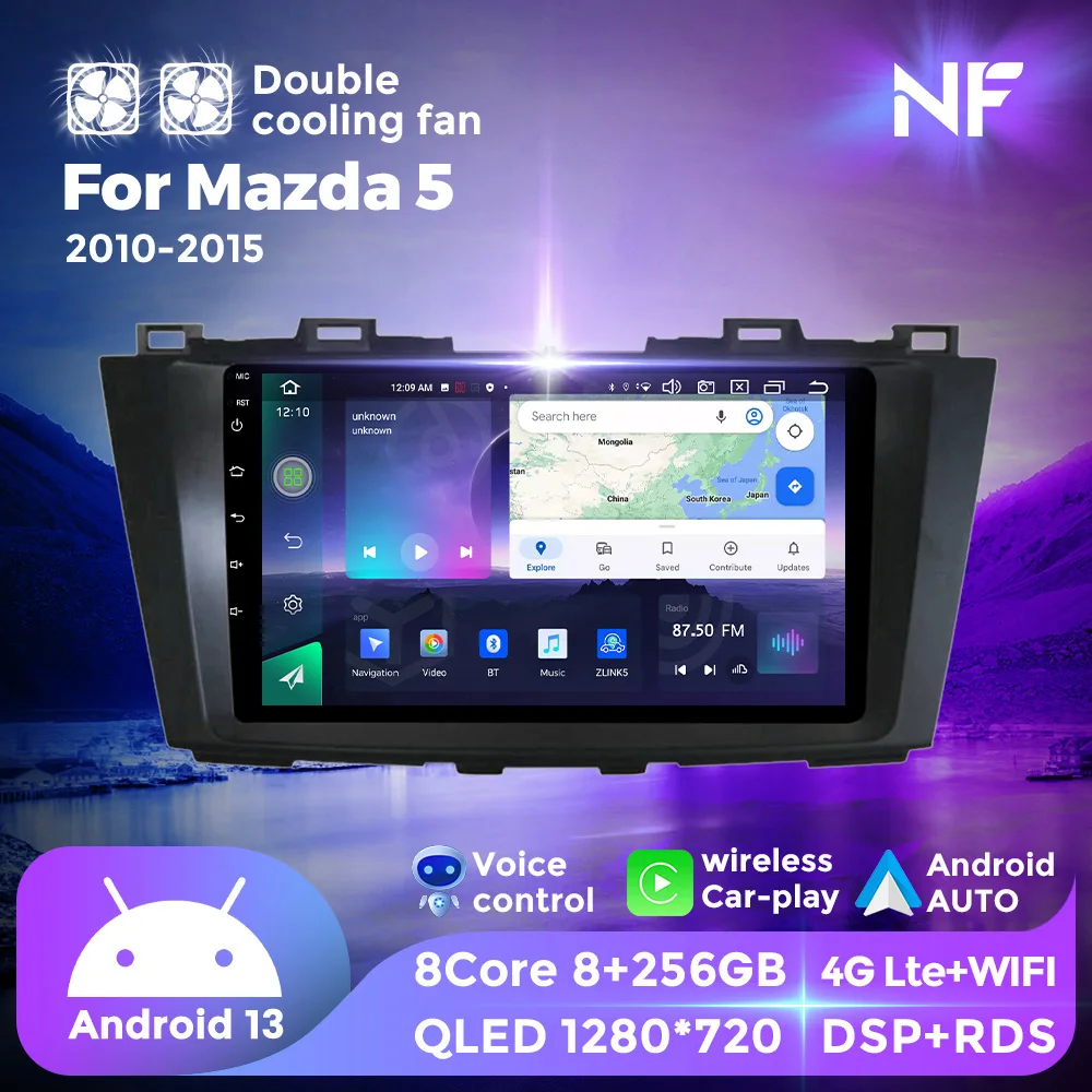 

NF Dual Cooling Fan Android 13 Car Radio For Mazda 5 3 CW 2010 - 2015 Multimedia Player Autoradio GPS Navi For Wireless Carplay