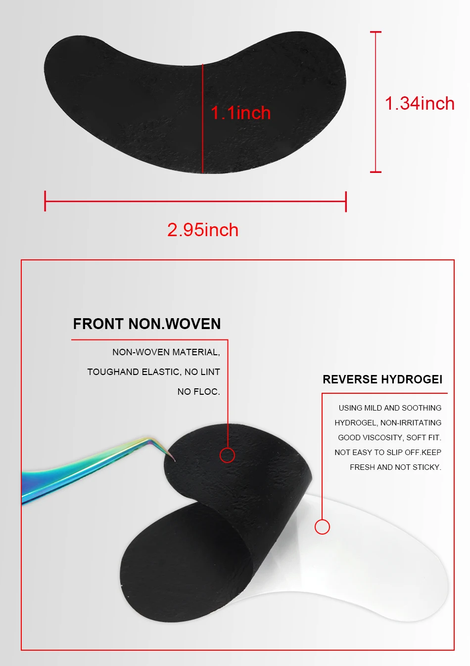 100 % Hindernis von UV-Licht, schwarze Pads für Wimpernverlängerung, Augenschutz, professionelle Make-up-Tools, 50 Paar – Detail 4