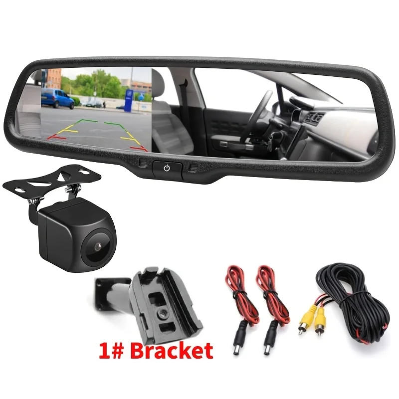 4.3-Inch Rear View Mirror Monitor with Backup Camera Compatible for BUICK, CHEVROLET, Ford, HONDA, Jeep, and Nissan