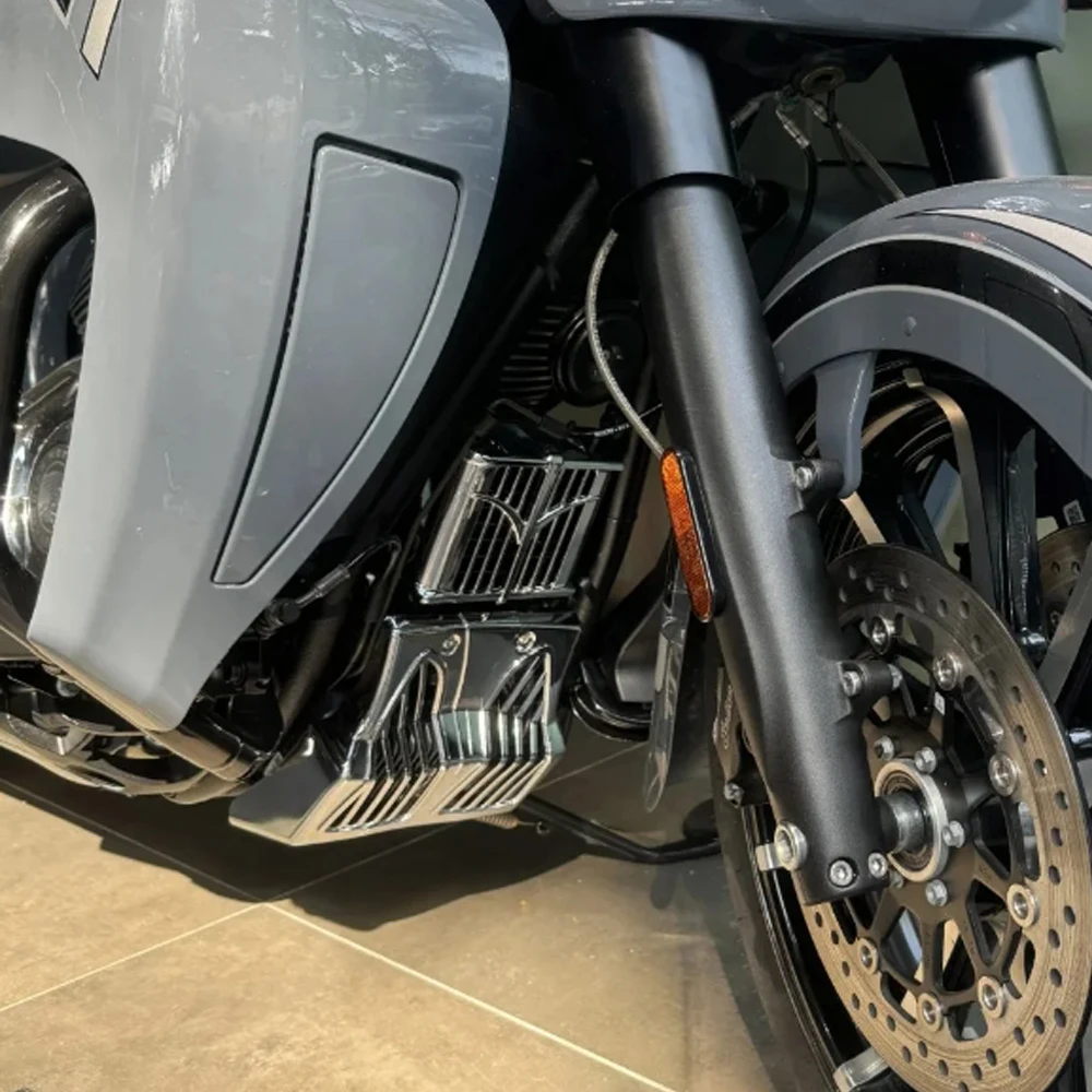 لسيارة سبرينغفيلد الهندي دارك هورس 2018-2024 أسود كروم جديد للدراجات النارية حاجز هوائي هدية واقي الطين سبويلر أمامي سفلي #2