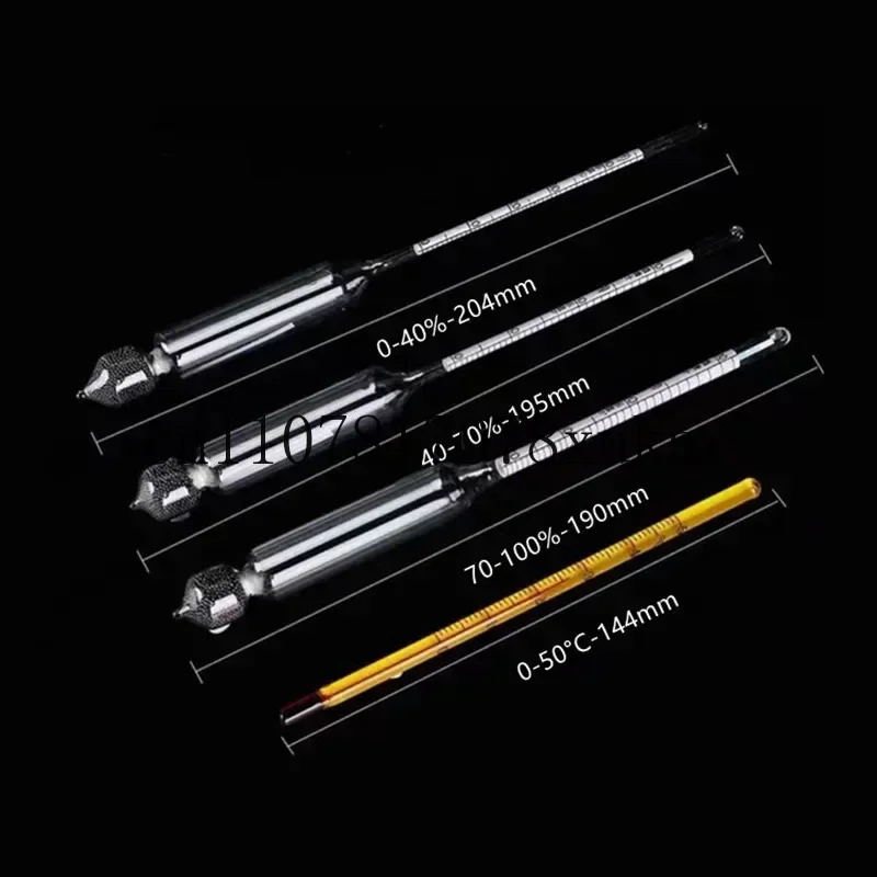 3pcs Wine Measuring Tool Set Vodka Whiskey Accurate Alcohol Concentration Meter Wooden Box Packaging 0-40%, 40-70%, 70-100%