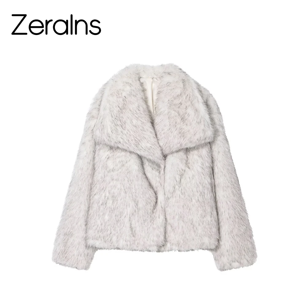 

ZERAINS Autumn and winter new loose collar French socialite imitation mink fur faux fur effect short jacket