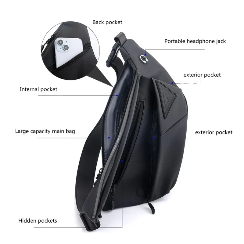 Large capacity bags, splash resistant shoulder bags, crossbody bags, waist bags, cycling and camping chest bags, men