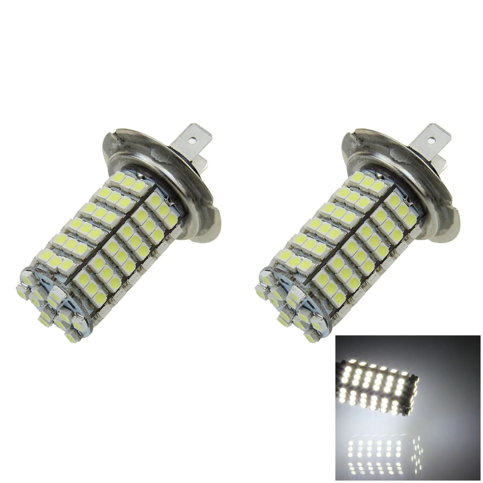 2x White AUTO H7 Rear Lamp Signal Light 120 Emitters 1210 SMD LED IEC7004-5-3 H156-W