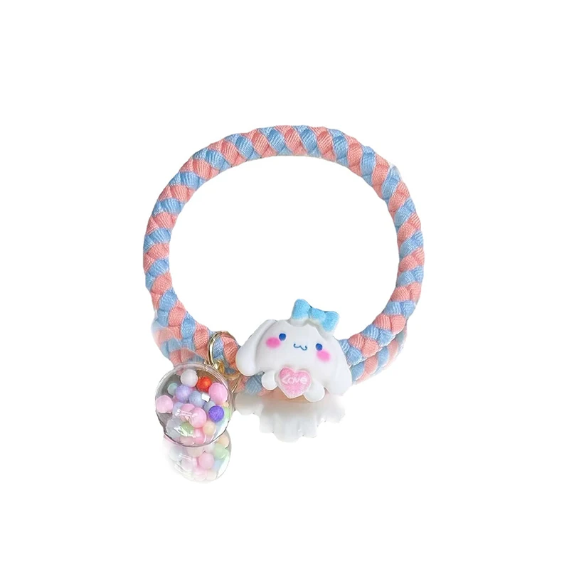 Gelang rambut Sanrio gaya Korea, gelang kartun Korea, cincin rambut elastis wanita, tali rambut serbaguna, warna pita karet ekor kuda