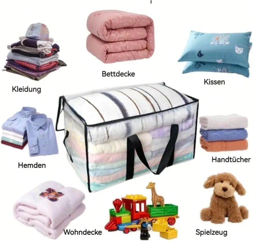 Extra Large Waterproof Moving Bags with Handles, Foldable Storage Totes for College Dorm and Home Use