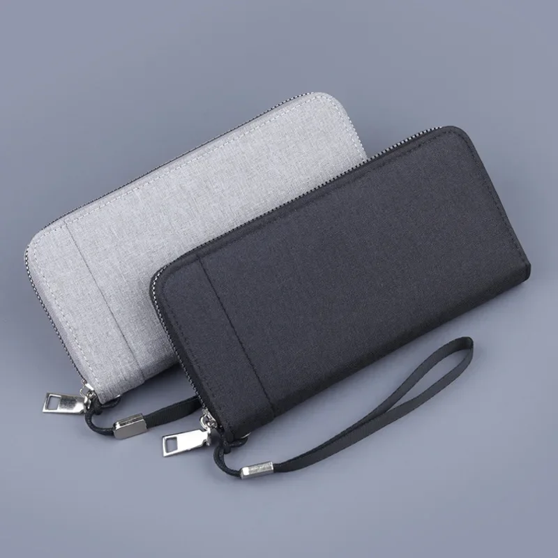 Men Long Purse Simple Canvas Zipper Wallet Cellphone Handbag Business Multi Card Holder Male Wallet Case Money Card Bags