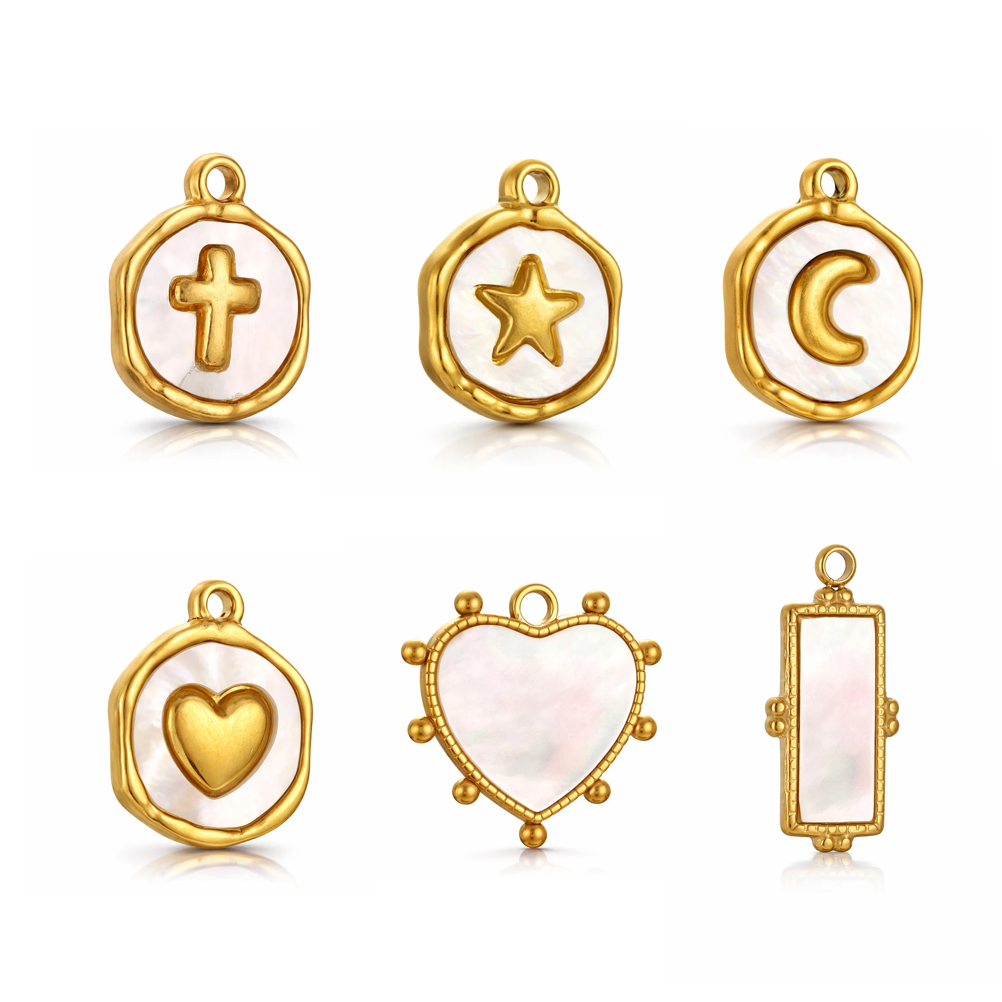 3Pcs Stainless Steel Heart/Butterfly/Star Charms Natural Seashell Waterproof Pendants DIY Women Necklace/Earrings Jewelry Making