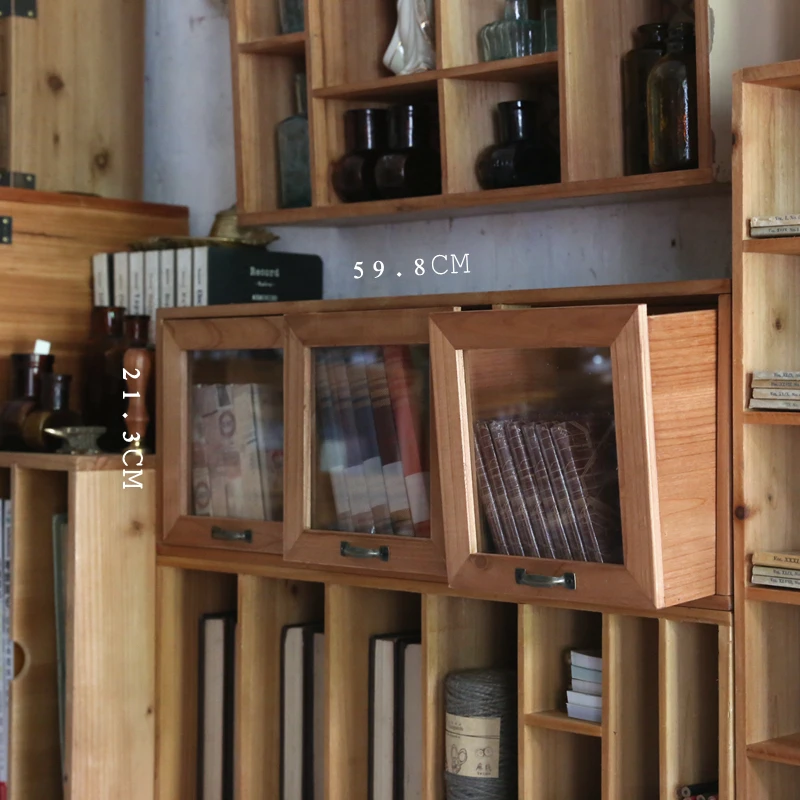 

Furniture for small-sized apartments Glass drawer table cosmetics wooden retro storage box storage box home desktop finishing