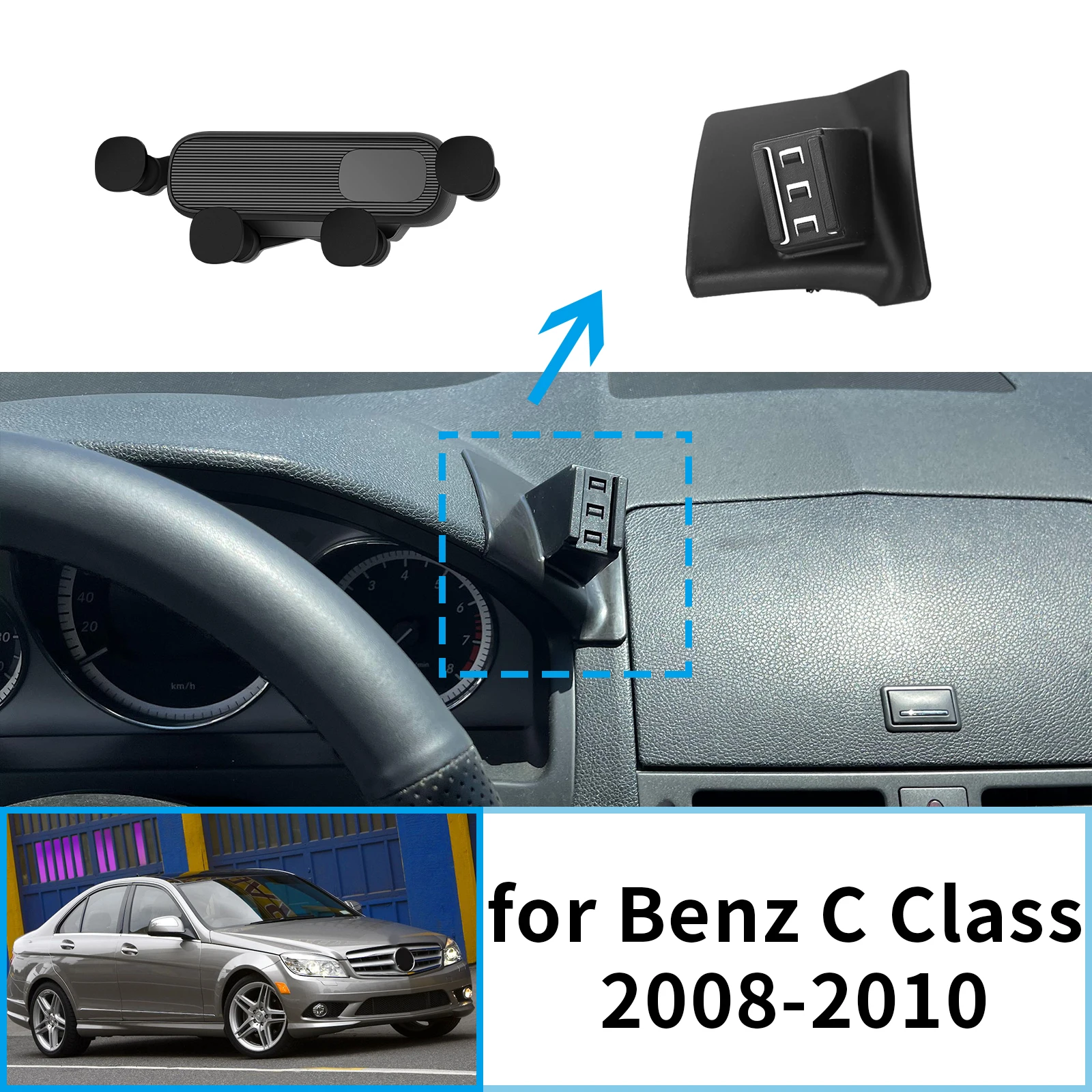 

Car Mobile Phone Holder for Mercedes Benz C Class W204 2008 ~ 2010 C200 C260 C300 GPS Bracket Navigation Stand Auto Accessories