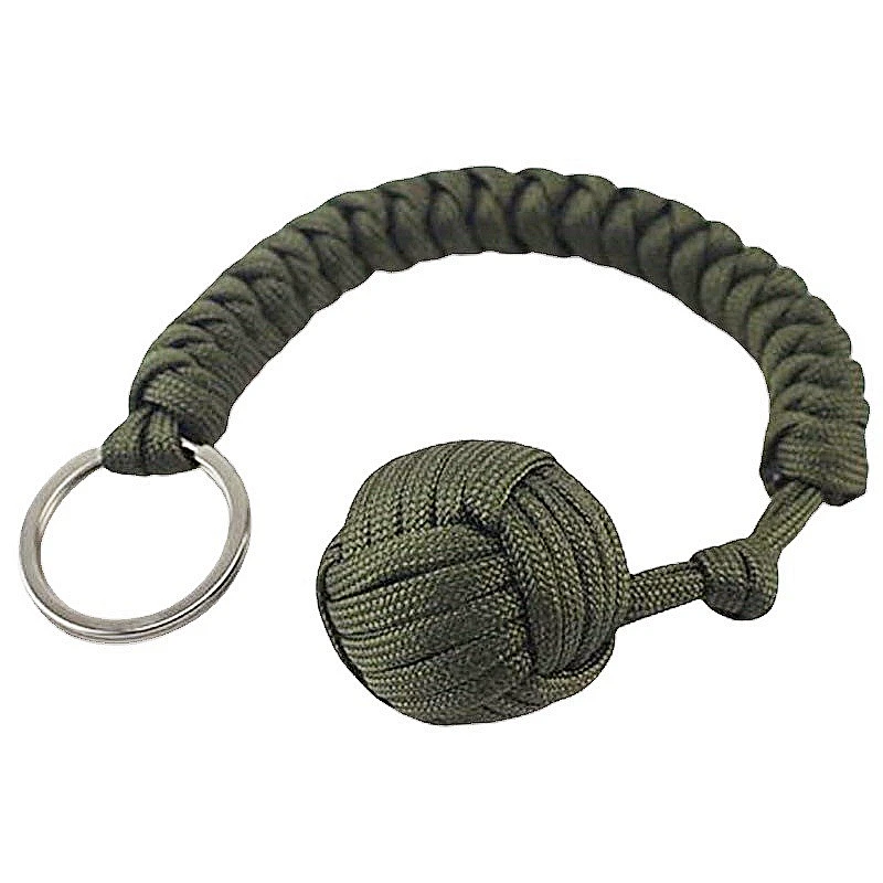 Monkey Fist Steel Ball Paracord Keychain Self Defense Emergency Survival Lanyard for Outdoor Camping Hiking EDC Key Holder Tools