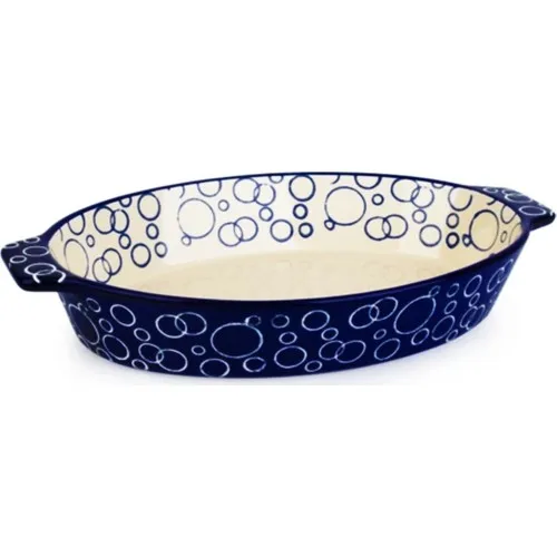 Acar Ceramic Ellipse Flower Pattern Bakery Container-Blue