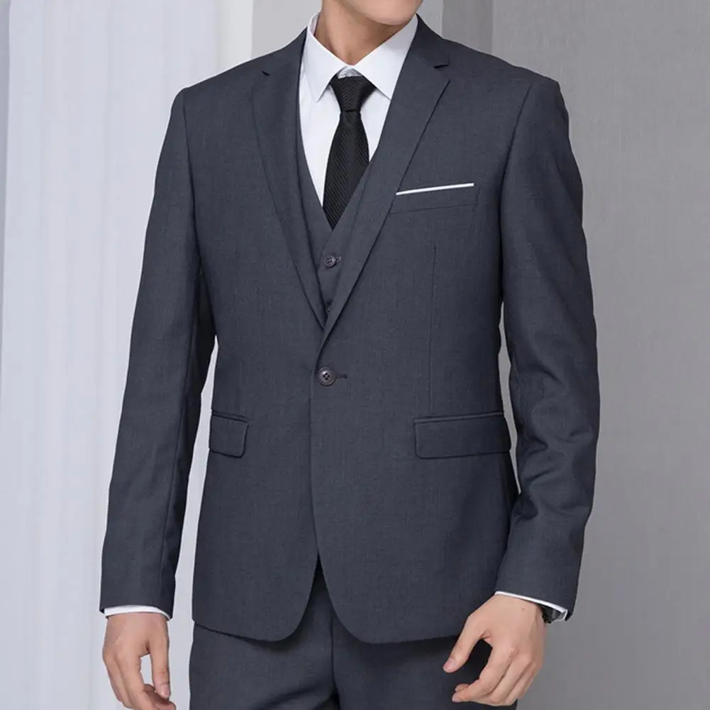 Men Formal Blazer Single Button Lapel Suit Jacket Solid Color Business Blazer for Daily Wear Date Parties Weddings