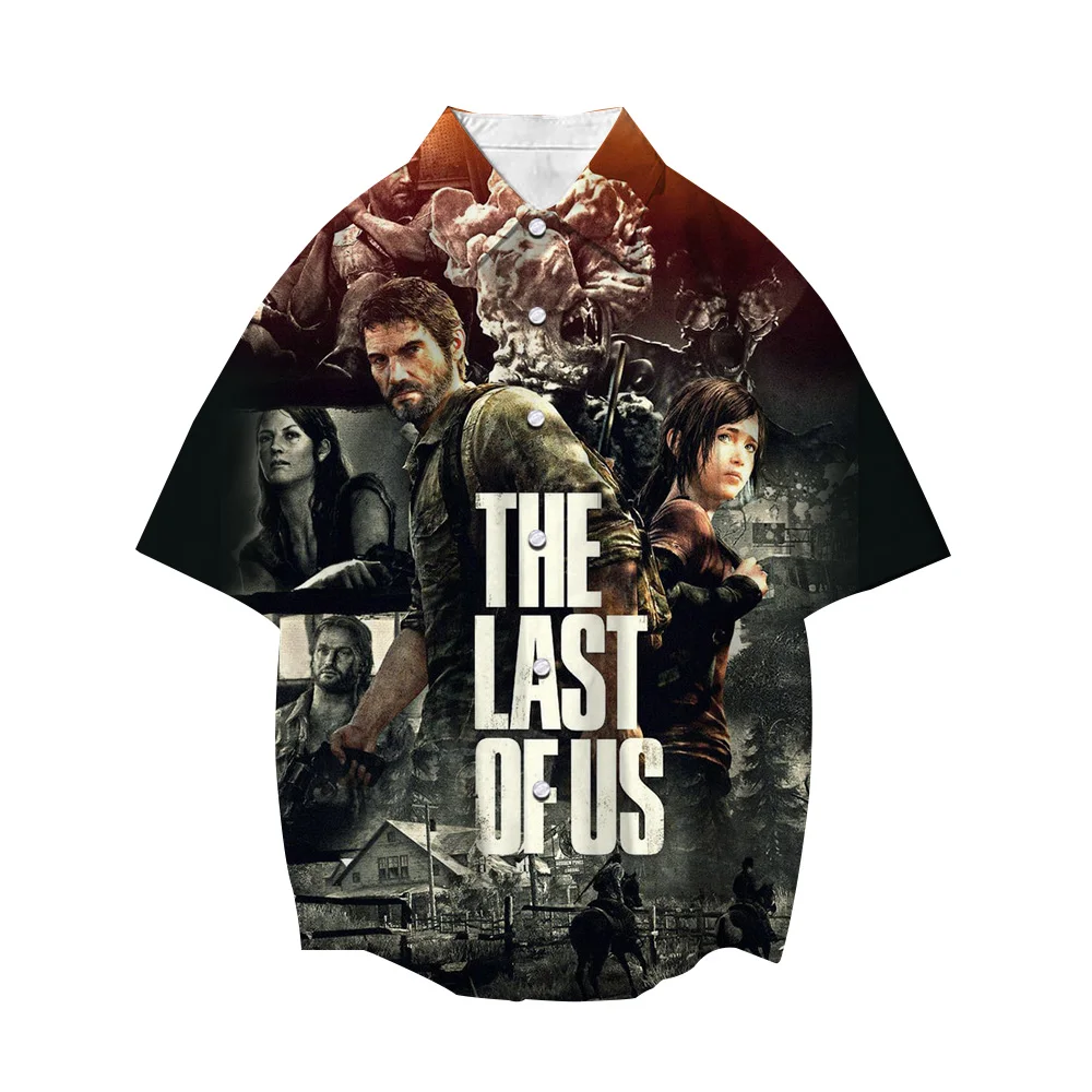 

The Last of Us Part 2 3D Shirts Men Women Street Tops Cartoon Lapel Short Sleeve Boys Girls Casual Button Loose Shirt