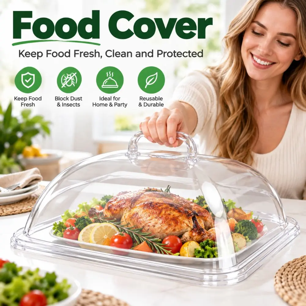 New Clear Acrylic Bread Cover Reusable Dust-Proof Food Pan Moisture Proof Rectangular Shape Food Storage Container Home Baking