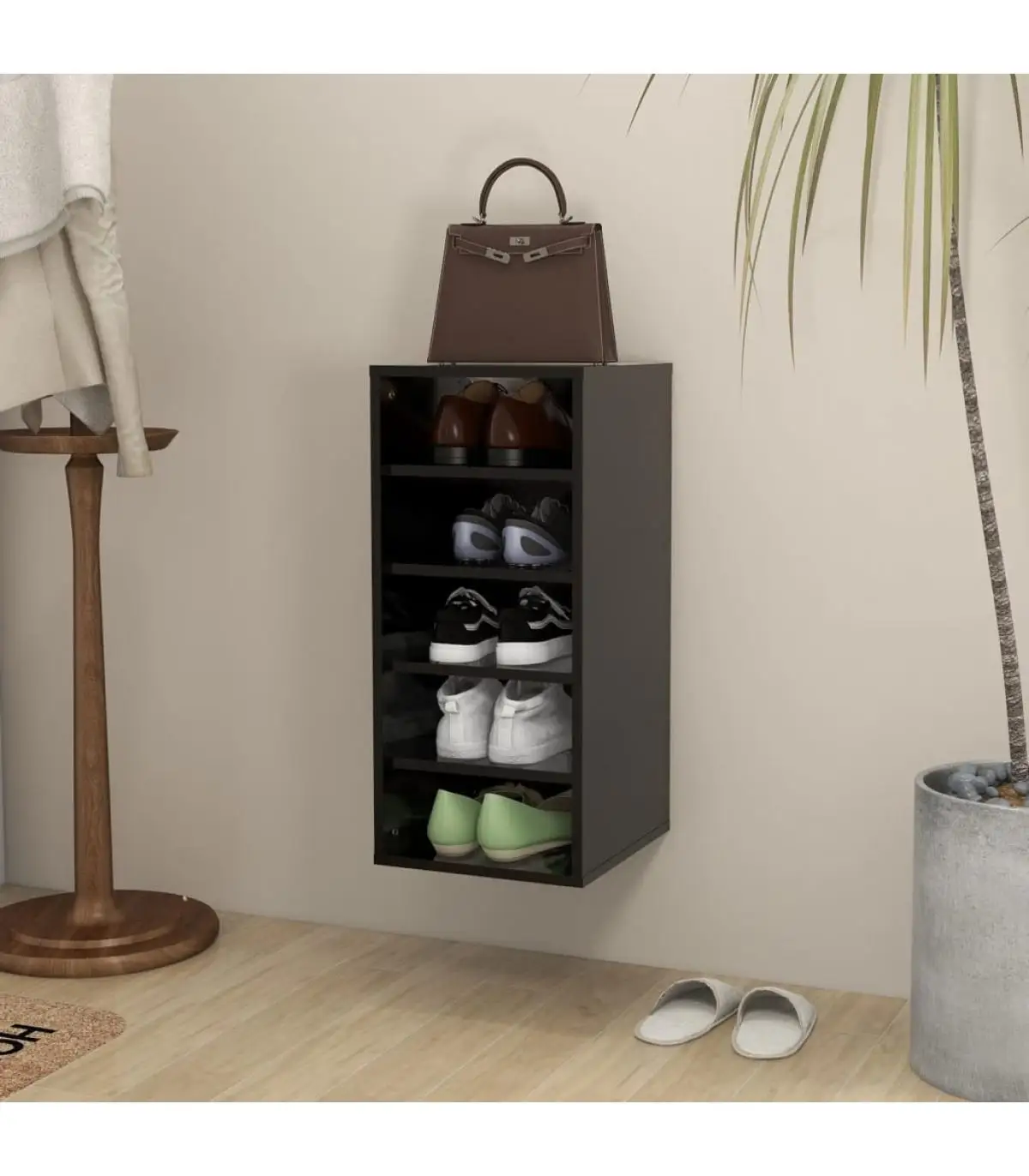 Shoemakers and shoe organizers shoe cabinet with black chipboard 31,5x35x70 cm