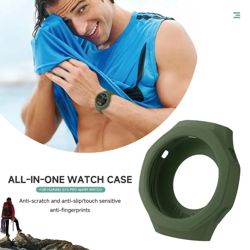 화웨이 워치 GT5 프로 46MM용 실리콘 보호 케이스 스포츠 밴드 보호 커버