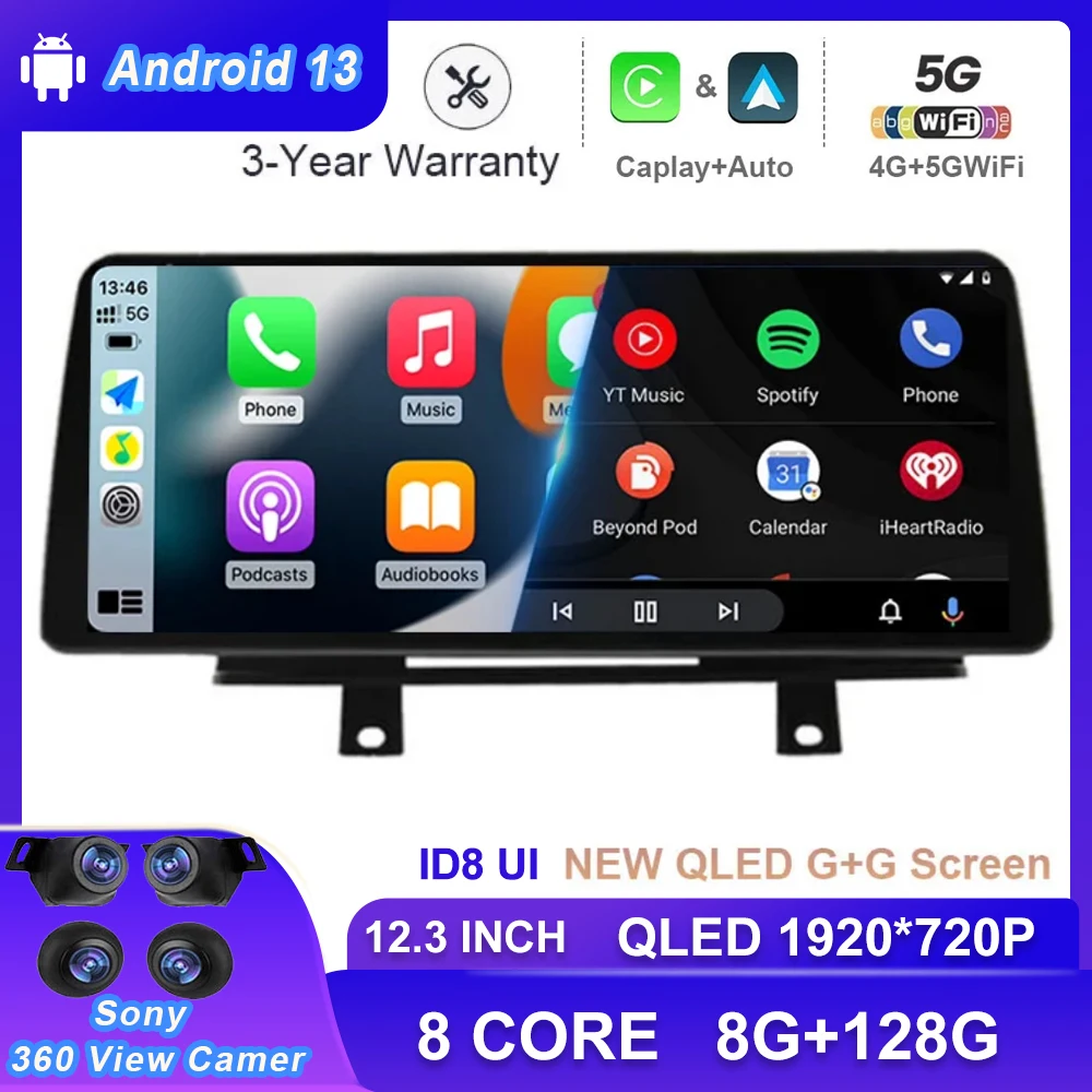 

12.3" Android 13 Car Radio GPS Navigation Multimedia Carplay For BMW 3 4 Series F30 F31 F32 F33 F34 F36 NBT EVO RHD Video Player