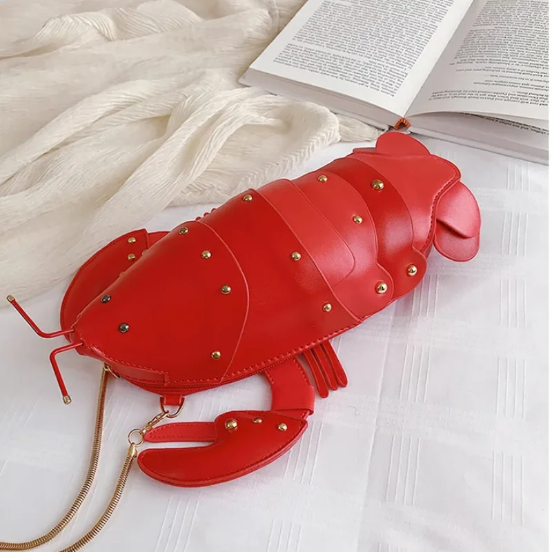 لطيف موضة جراد البحر نمط Crossbody حقيبة صغيرة بولي Leather جلد الفتاة سلسلة المحافظ وحقائب اليد المرأة حقيبة كتف حقيبة صغيرة 2025