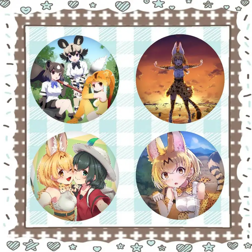 Adventure Anime K-Kemono Friends Badges 25 32 44 58 75 Mm Round Cosplay Pin Decor Fans Collect Friends Gifts Brooch Souvenir