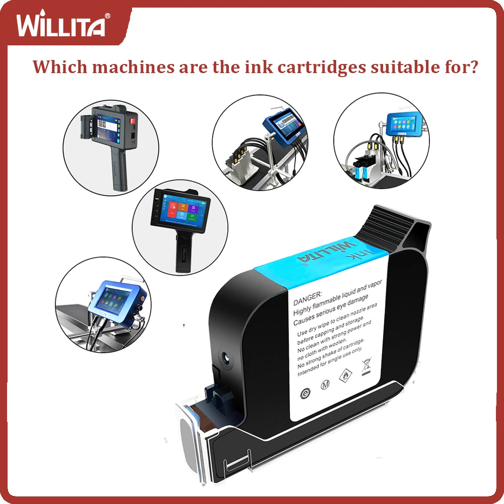 Willita Original Factory Ink Cartridge Fast Dry Solvent Ink Cartridge JS12/2588 Compatible Ink Cartridge For 12.7 Inkjet Printer