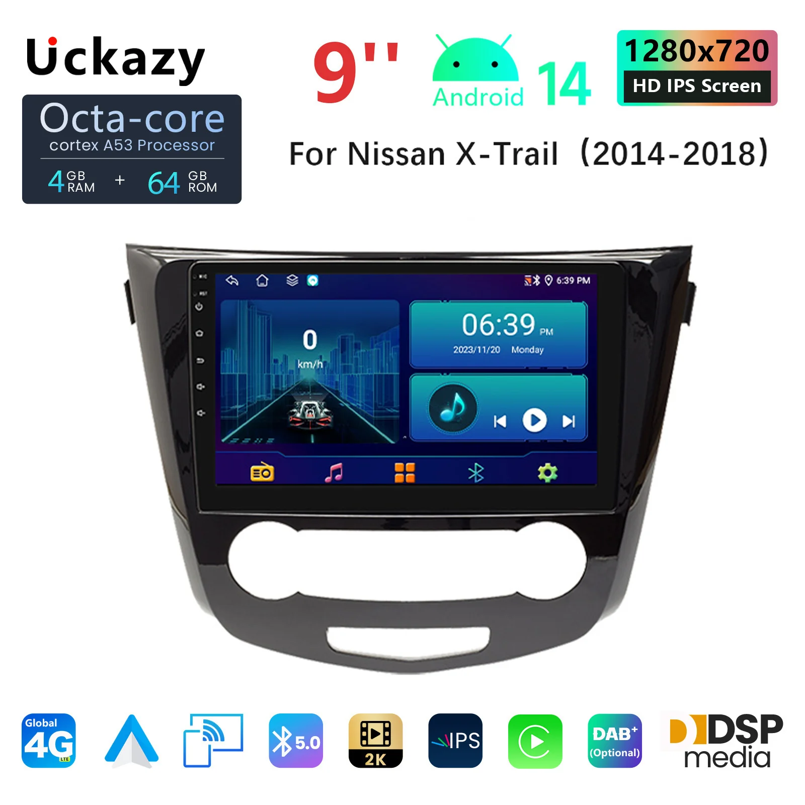 10,1-дюймовый автомобильный радиоприемник Android 14 для Nissan Qashqai J11 X-Trail T32 Rogue Dualis 2013-2021 GPS-навигация CarPlay Android Auto Мультимедийный головное устройство Поддержка OEM BOSE